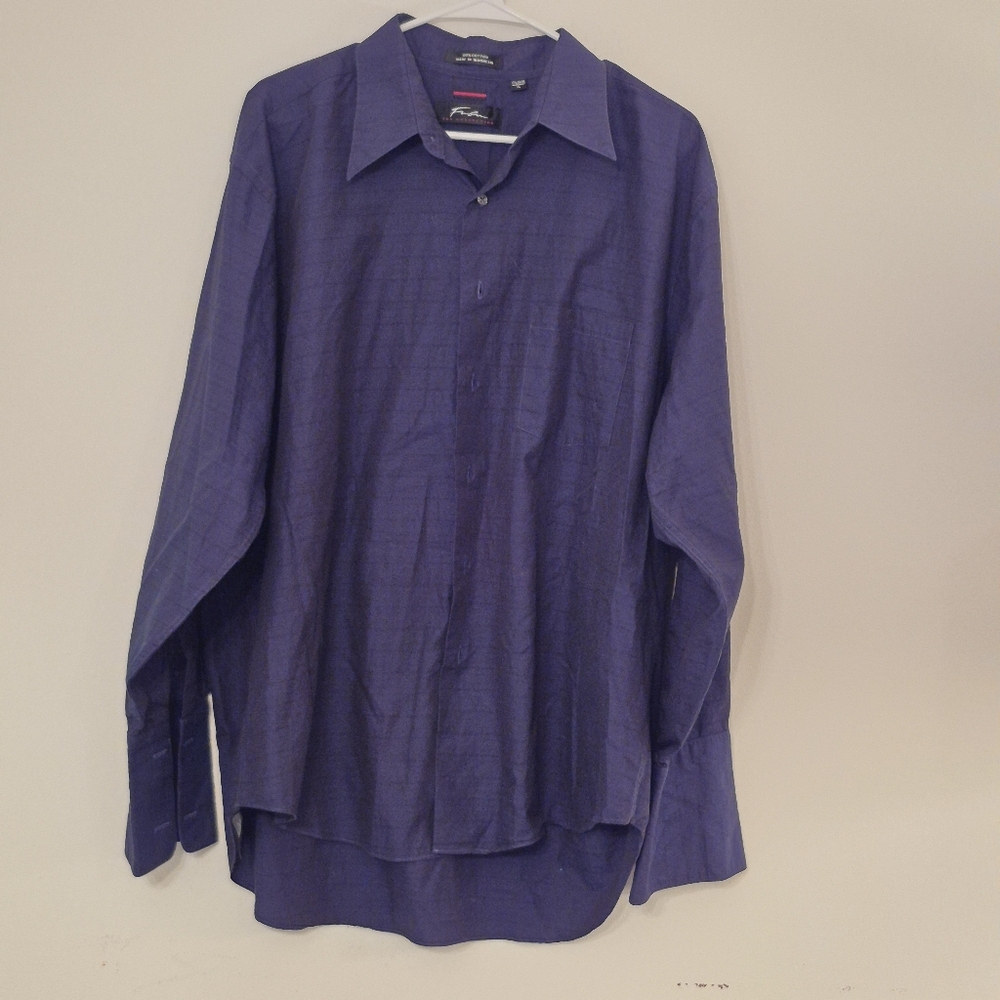 Mens Fubu Button Down Long Sleeve Shirt French Cuffs Navy Blue XL